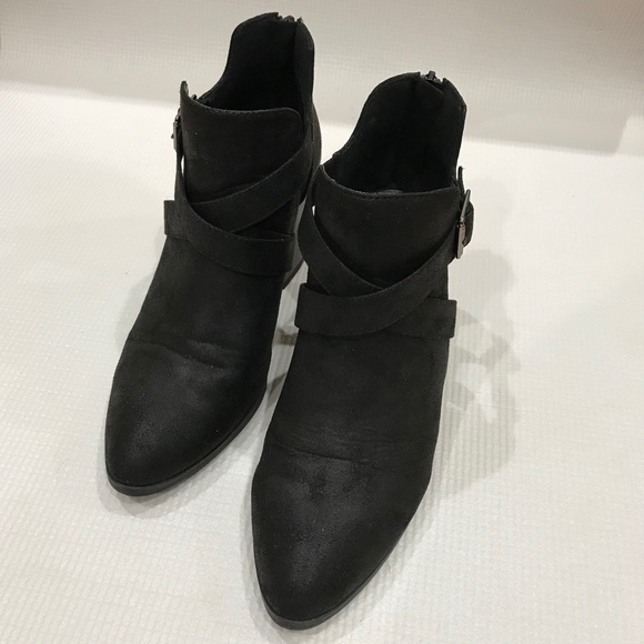 Black Chunky Heel Booties - Picture 4 of 5